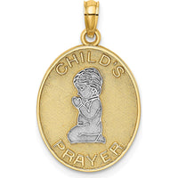 14K Yellow Gold Reversible Child's Prayer Boy Charm with White Rhodium Accents by Oro Pregiato