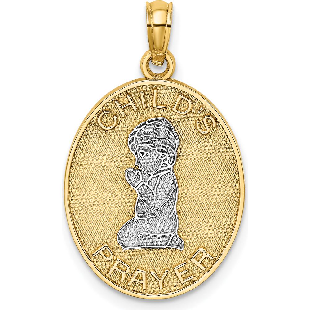 14K Yellow Gold Reversible Child's Prayer Boy Charm with White Rhodium Accents by Oro Pregiato