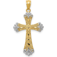 14K Yellow Gold Reversible Cross Pendant with White Rhodium - 27mm by Oro Pregiato
