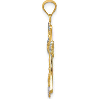 14K Yellow Gold Reversible Cross Pendant with White Rhodium - 27mm by Oro Pregiato