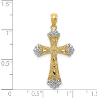 14K Yellow Gold Reversible Cross Pendant with White Rhodium - 27mm by Oro Pregiato