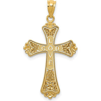 14K Yellow Gold Reversible Cross Pendant with White Rhodium - 27mm by Oro Pregiato