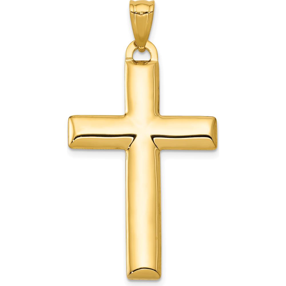 14K Yellow Gold Reversible Cross Pendant with White Rhodium Accent - 42mm Length by Oro Pregiato