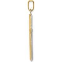 14K Yellow Gold Reversible Cross Pendant with White Rhodium Accent - 42mm Length by Oro Pregiato