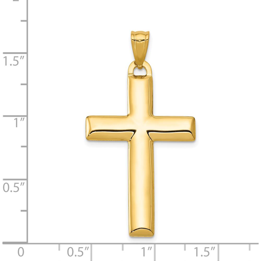 14K Yellow Gold Reversible Cross Pendant with White Rhodium Accent - 42mm Length by Oro Pregiato