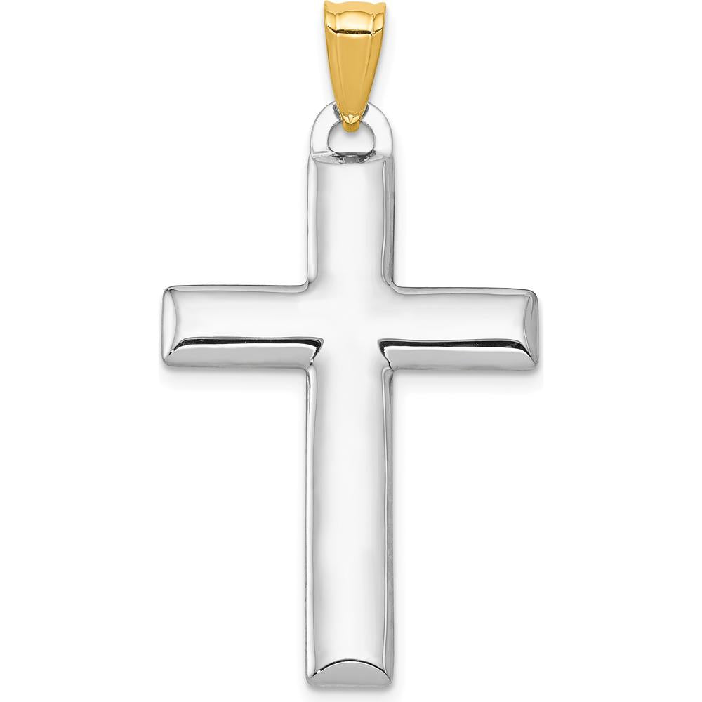 14K Yellow Gold Reversible Cross Pendant with White Rhodium Accent - 42mm Length by Oro Pregiato