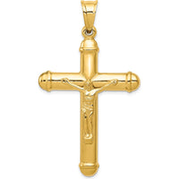 14K Yellow Gold Reversible Crucifix to Cross Pendant - Polished Finish by Oro Pregiato