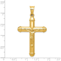 14K Yellow Gold Reversible Crucifix to Cross Pendant - Polished Finish by Oro Pregiato