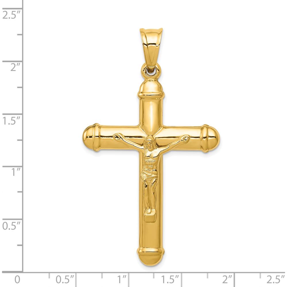 14K Yellow Gold Reversible Crucifix to Cross Pendant - Polished Finish by Oro Pregiato