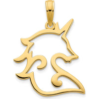 14K Yellow Gold Reversible Cut-out Unicorn Pendant - 25mm by Oro Pregiato
