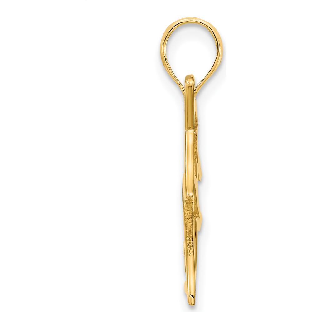14K Yellow Gold Reversible Cut-out Unicorn Pendant - 25mm by Oro Pregiato