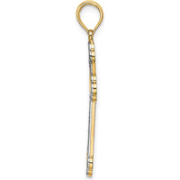 14K Yellow Gold Reversible Diamond-Cut Cross Charm with Rhodium Plating by Oro Pregiato