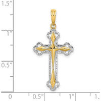 14K Yellow Gold Reversible Diamond-Cut Cross Charm with Rhodium Plating by Oro Pregiato