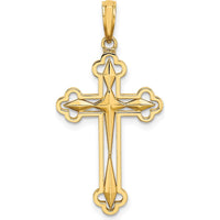 14K Yellow Gold Reversible Diamond-Cut Cross Charm with Rhodium Plating by Oro Pregiato