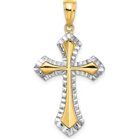 14K Yellow Gold Reversible Diamond-Cut Cross Charm with White Rhodium Accents by Oro Pregiato