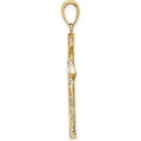 14K Yellow Gold Reversible Diamond-Cut Cross Charm with White Rhodium Accents by Oro Pregiato