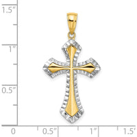 14K Yellow Gold Reversible Diamond-Cut Cross Charm with White Rhodium Accents by Oro Pregiato