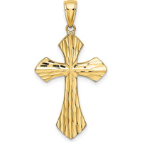 14K Yellow Gold Reversible Diamond-Cut Cross Charm with White Rhodium Accents by Oro Pregiato