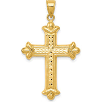 14K Yellow Gold Reversible Diamond-Cut Cross Pendant - Elegant Faith-Inspired Jewelry by Oro Pregiato