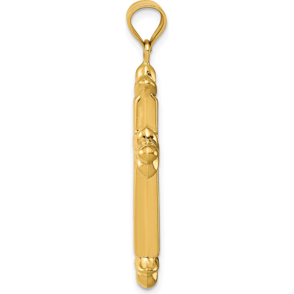 14K Yellow Gold Reversible Diamond-Cut Cross Pendant - Elegant Faith-Inspired Jewelry by Oro Pregiato