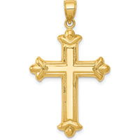 14K Yellow Gold Reversible Diamond-Cut Cross Pendant - Elegant Faith-Inspired Jewelry by Oro Pregiato