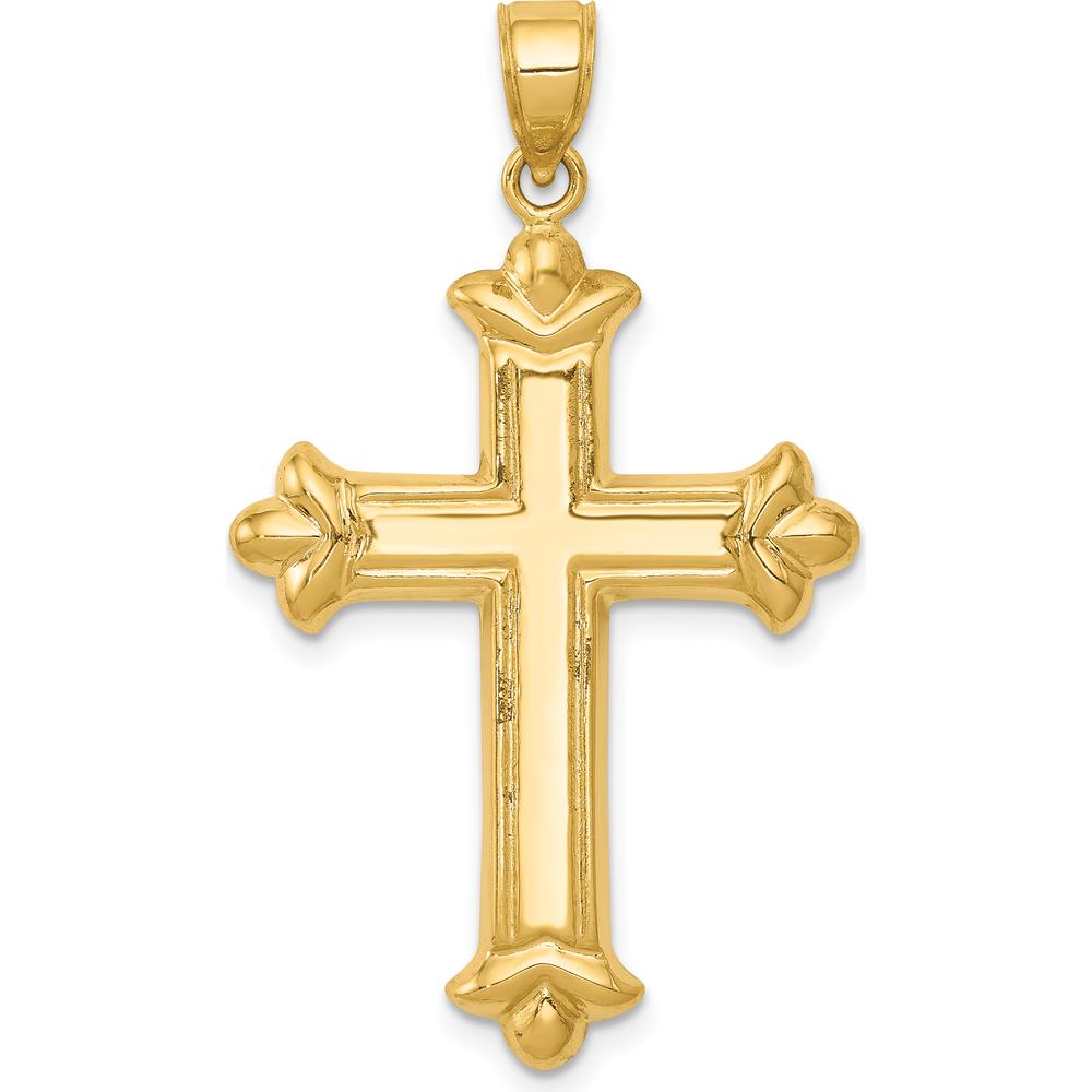 14K Yellow Gold Reversible Diamond-Cut Cross Pendant - Elegant Faith-Inspired Jewelry by Oro Pregiato