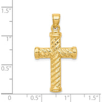 14K Yellow Gold Reversible Diamond-Cut Textured Cross Pendant - 35mm Length by Oro Pregiato