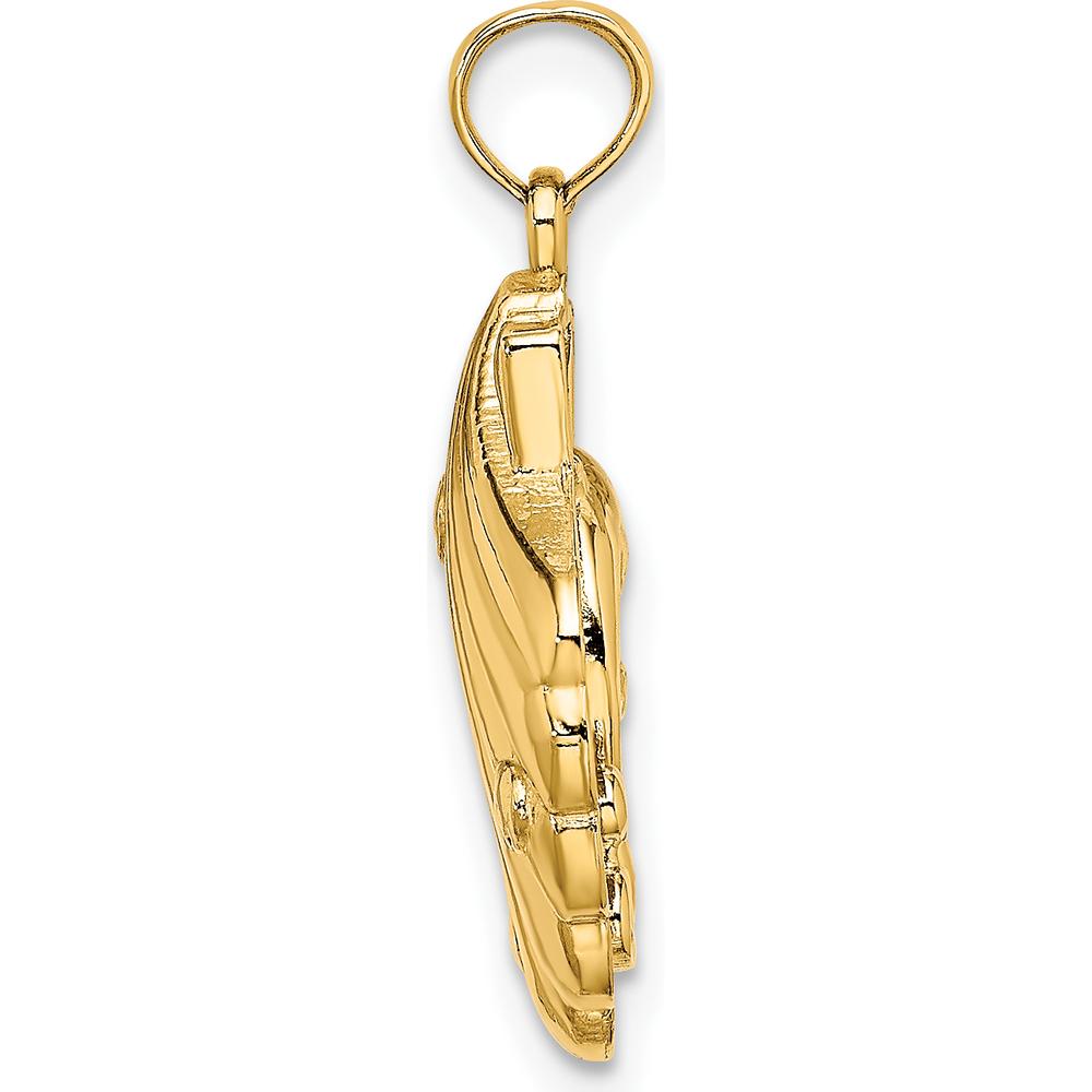 14K Yellow Gold Reversible Dolphins and Waves Pendant by Oro Pregiato