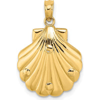 14K Yellow Gold Reversible Dolphins and Waves Pendant by Oro Pregiato