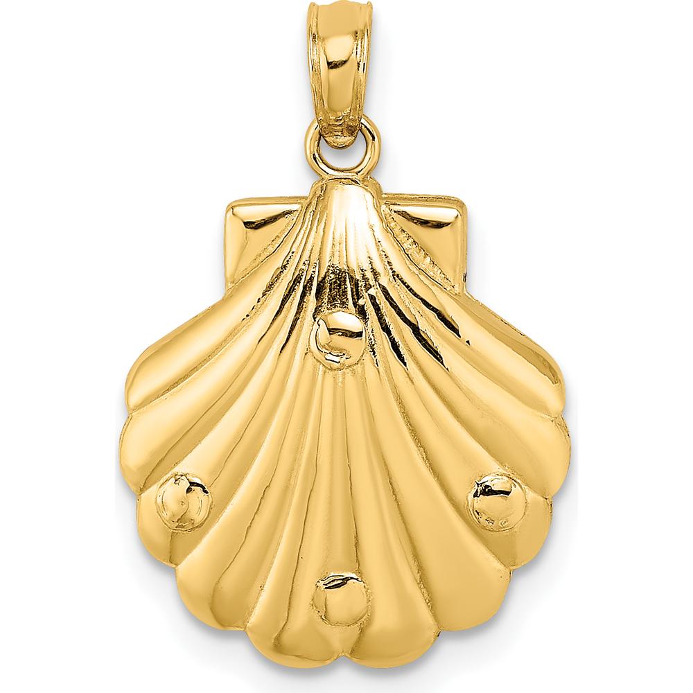 14K Yellow Gold Reversible Dolphins and Waves Pendant by Oro Pregiato