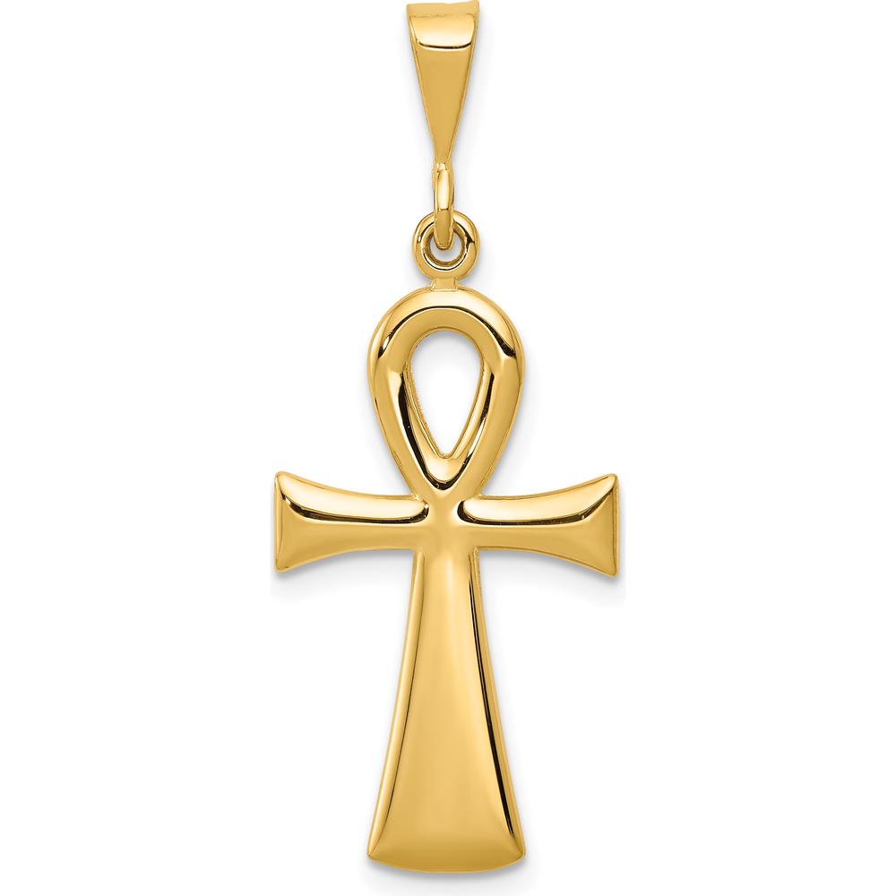 14K Yellow Gold Reversible Egyptian Ankh Cross Pendant - Timeless Life Symbol by Oro Pregiato