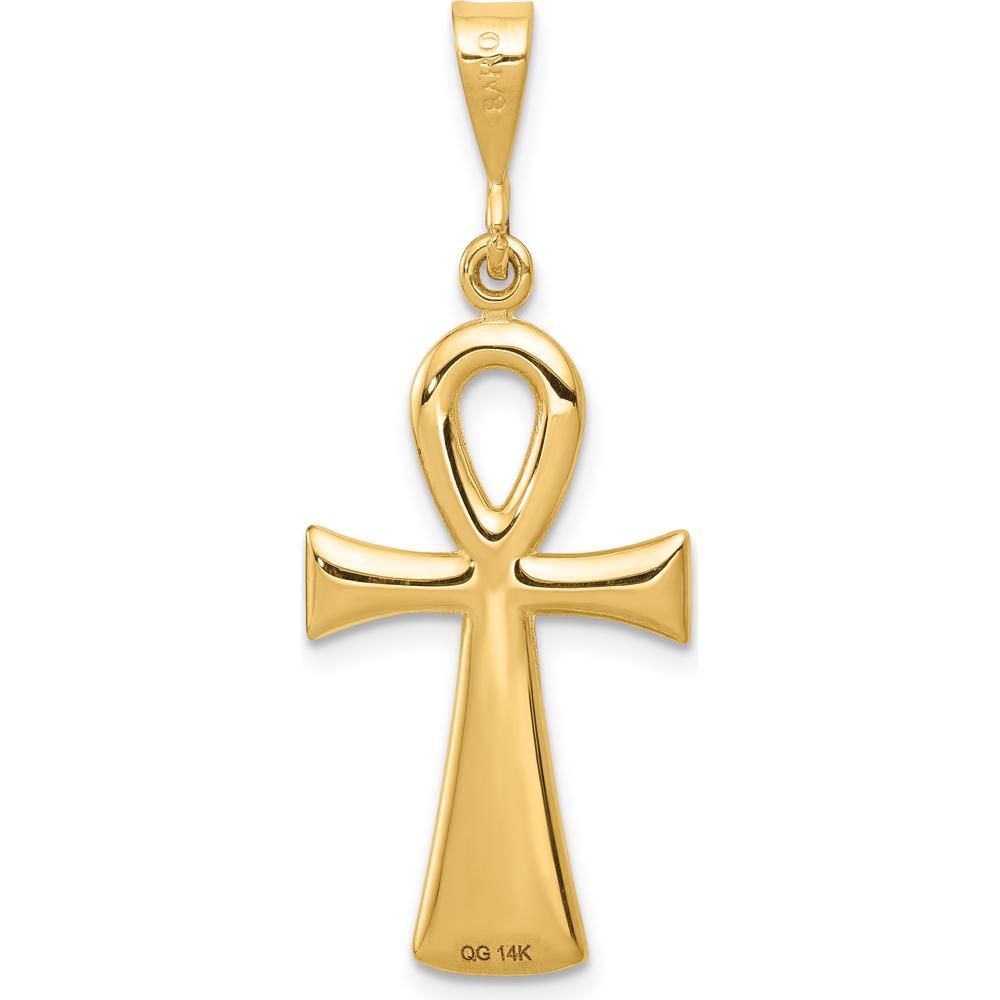 14K Yellow Gold Reversible Egyptian Ankh Cross Pendant - Timeless Life Symbol by Oro Pregiato