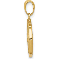 14K Yellow Gold Reversible Fire Department Shield Pendant with Textured Finish - 24mm Length by Oro Pregiato