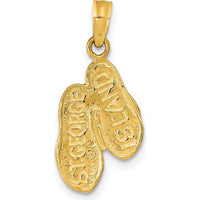 14K Yellow Gold Reversible Flip Flops Pendant with Textured 3D Design by Oro Pregiato
