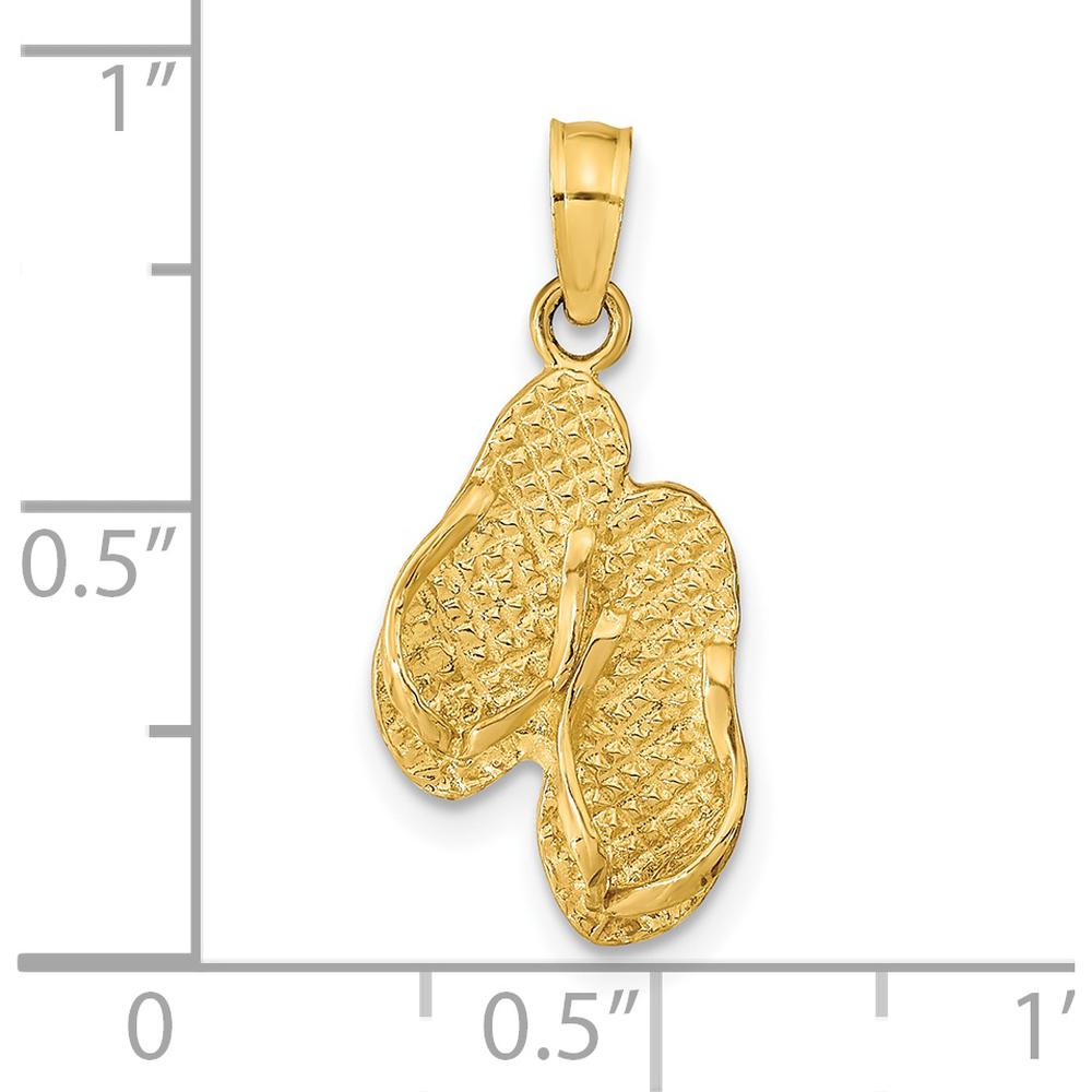 14K Yellow Gold Reversible Flip Flops Pendant with Textured 3D Design by Oro Pregiato