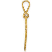 14K Yellow Gold Reversible "For My Mom" Heart Charm Pendant - Polished & Brushed Finish by Oro Pregiato