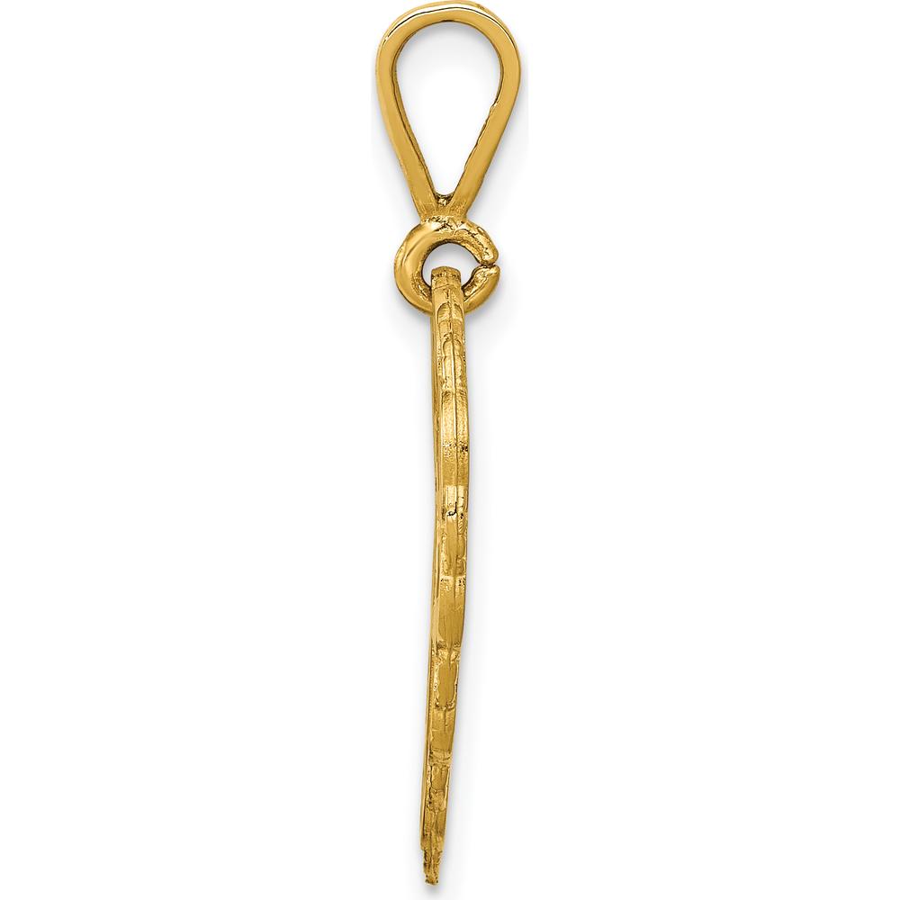 14K Yellow Gold Reversible "For My Mom" Heart Charm Pendant - Polished & Brushed Finish by Oro Pregiato