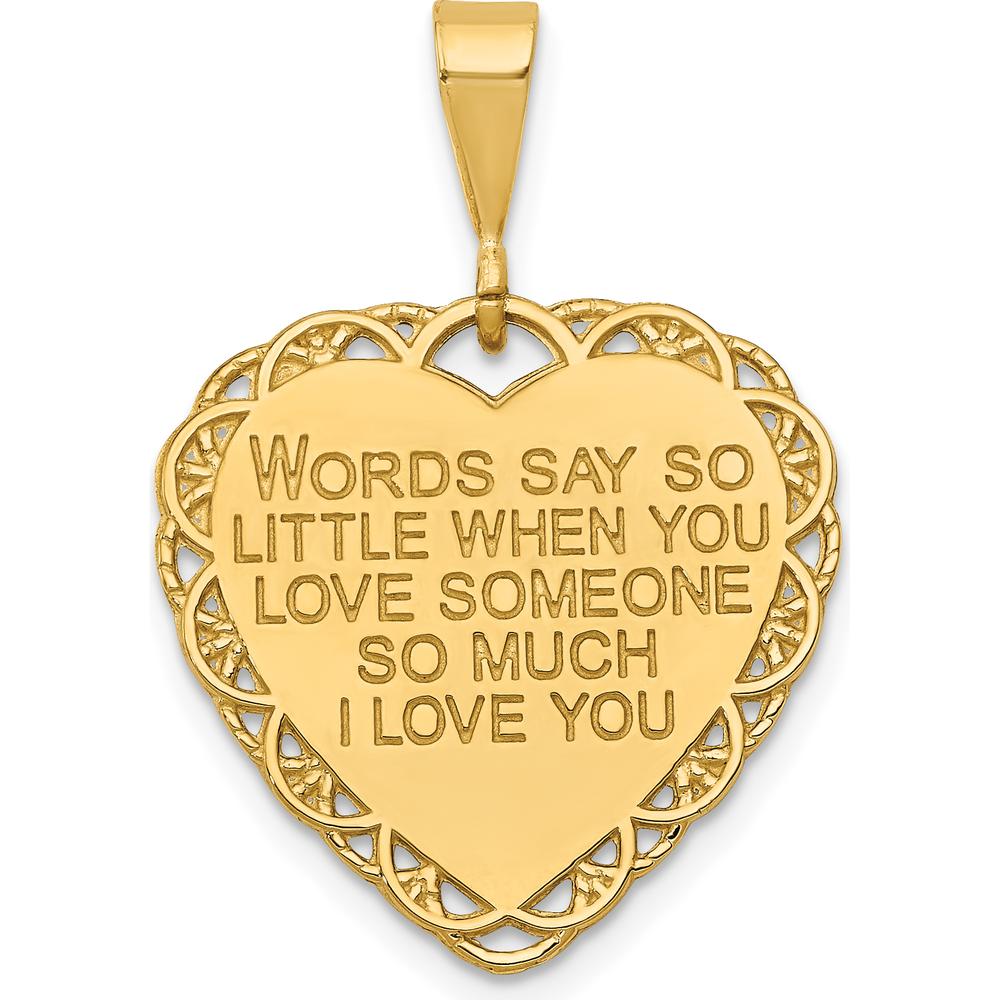 14K Yellow Gold Reversible "For My Mom" Heart Charm Pendant - Polished & Brushed Finish by Oro Pregiato