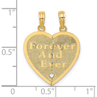 14K Yellow Gold Reversible Forever and Ever/Friends Break-Apart Heart Charm - Polished and Textured Finish by Oro Pregiato