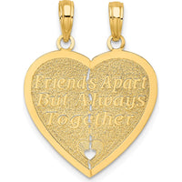14K Yellow Gold Reversible Forever and Ever/Friends Break-Apart Heart Charm - Polished and Textured Finish by Oro Pregiato