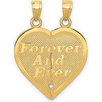 14K Yellow Gold Reversible Forever and Ever Friends Heart Pendant by Oro Pregiato