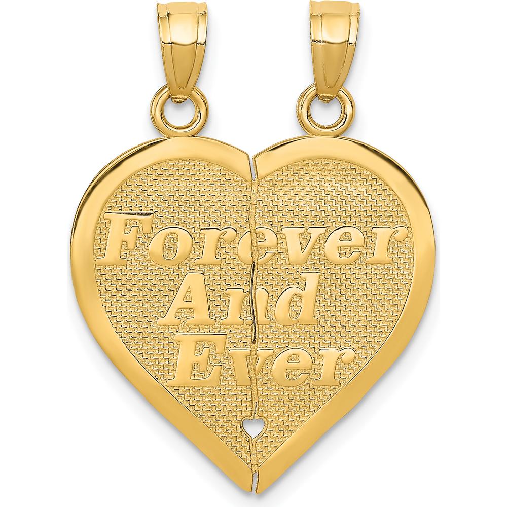 14K Yellow Gold Reversible Forever and Ever Friends Heart Pendant by Oro Pregiato