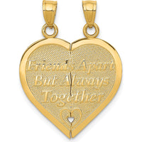 14K Yellow Gold Reversible Forever and Ever Friends Heart Pendant by Oro Pregiato