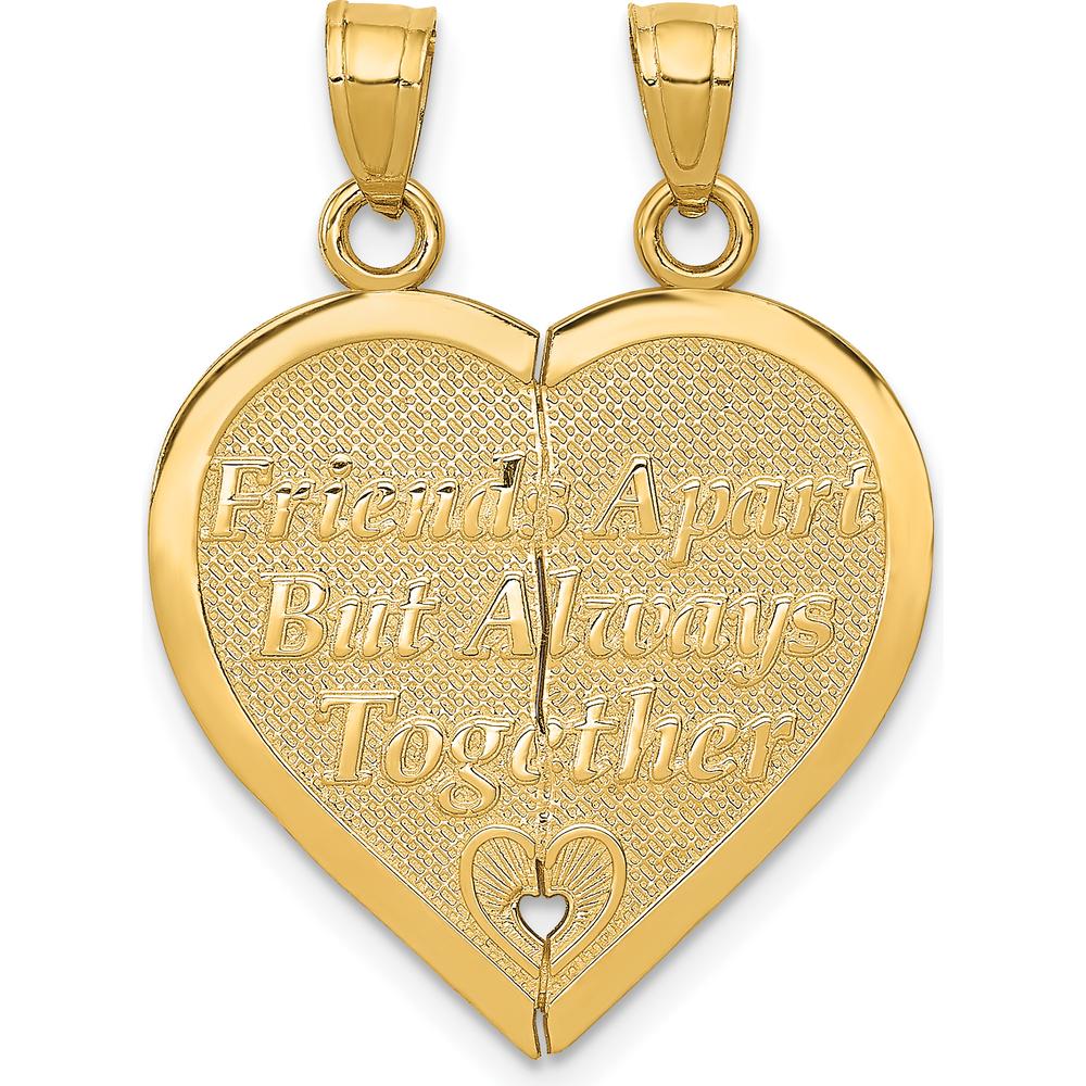 14K Yellow Gold Reversible Forever and Ever Friends Heart Pendant by Oro Pregiato