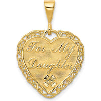 14K Yellow Gold Reversible Heart Charm Pendant - "For My Daughter / You Are My Pride and Joy" by Oro Pregiato