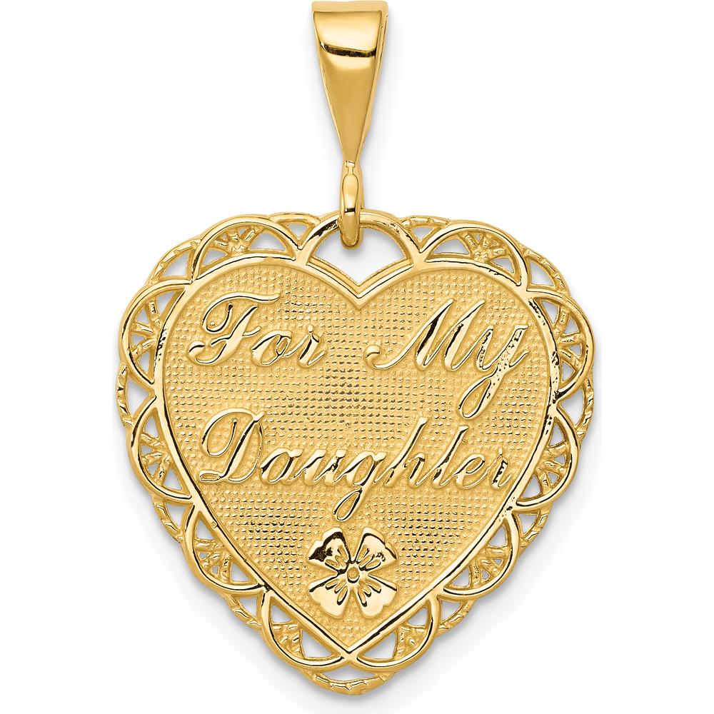 14K Yellow Gold Reversible Heart Charm Pendant - "For My Daughter / You Are My Pride and Joy" by Oro Pregiato