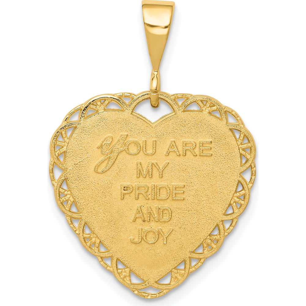 14K Yellow Gold Reversible Heart Charm Pendant - "For My Daughter / You Are My Pride and Joy" by Oro Pregiato