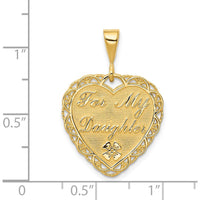 14K Yellow Gold Reversible Heart Charm Pendant - "For My Daughter / You Are My Pride and Joy" by Oro Pregiato