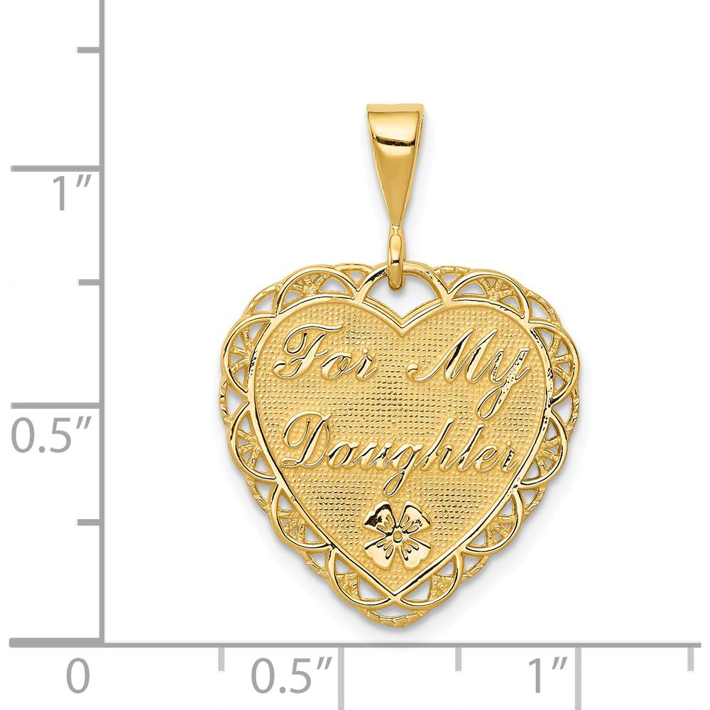 14K Yellow Gold Reversible Heart Charm Pendant - "For My Daughter / You Are My Pride and Joy" by Oro Pregiato