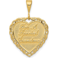14K Yellow Gold Reversible Heart Pendant Engraved "For A Special Grandma / So Many Hearts" - 21mm Length by Oro Pregiato
